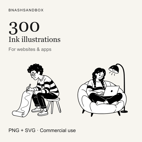 300 Web & App Ink Illustrations — ภาพตัวอย่างสินค้า