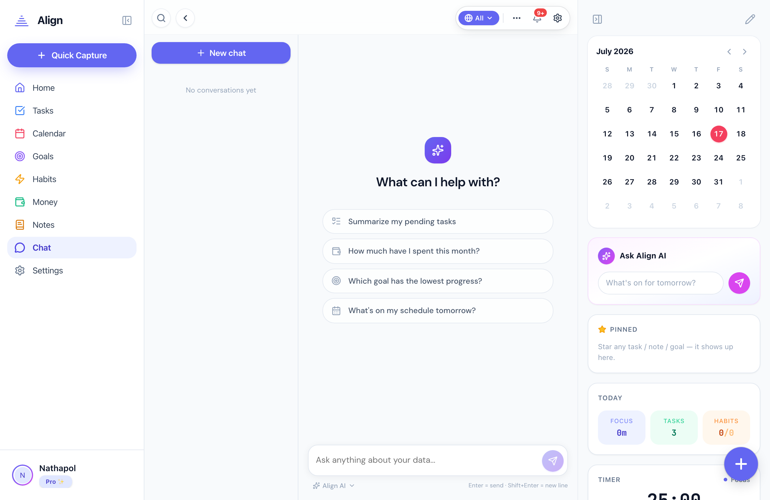 Align AI chat — ถามอะไรก็ได้จากข้อมูลของคุณ
